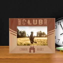 Hunt Club Personalized Wooden Frame-6" x 4" Brown Horizontal