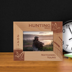 Hunting Season Personalized Wooden Frame-5" x 3 1/2" Brown Horizontal