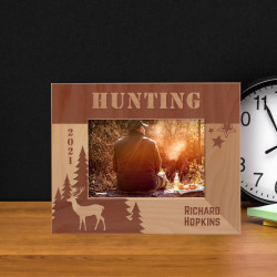 Hunting Personalized Wooden Frame-5" x 3 1/2" Brown Horizontal