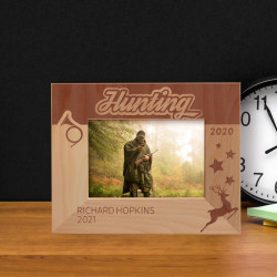 Hunting Personalized Wooden Frame-5" x 3 1/2" Brown Horizontal