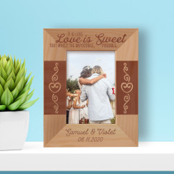 Wedding It Is Love Personalized Wooden Frame 3 1/2" x 5" Brown (Vertical)