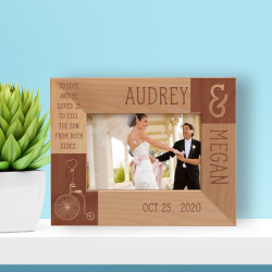 Wedding To Love And Be Loved Is To Feel The Sun From Both Sides Personalized Wooden Frame-5" x 3 1/2" Brown Horizontal