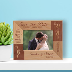 Wedding Save The Date Personalized Wooden Frame-5" x 3 1/2" Brown Horizontal