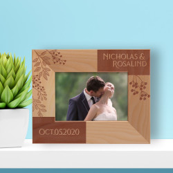 Wedding Forever Together Personalized Wooden Frame-5" x 3 1/2" Brown Horizontal