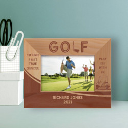 Golf To Find A Man's True Character Personalized Wooden Frame-5" x 3 1/2" Brown Horizontal