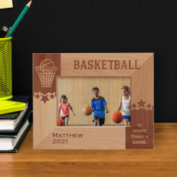 Basketball Is More Than A Game Personalized Wooden Frame-5" x 3 1/2" Brown Horizontal