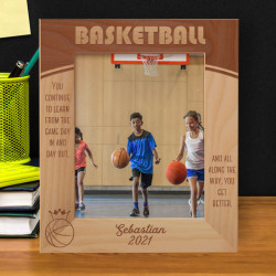 Basketball You Continue To Learn From The Game Day In And Day Out Personalized Wooden Frame 8" x 10" Brown (Vertical)
