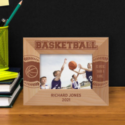 Basketball In More Than A Game Personalized Wooden Frame-5" x 3 1/2" Brown Horizontal