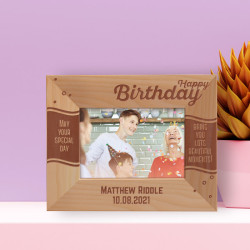Happy Birthday May Your Special Day Personalized Wooden Frame-5" x 3 1/2" Brown Horizontal