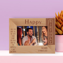 Happy Birthday May You Have All The Love Your Heart Can Hold Personalized Wooden Frame-6" x 4" Brown Horizontal