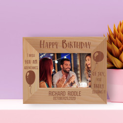 Happy Birthday I Wish You An Abundance Of Joy Personalized Wooden Frame-5" x 3 1/2" Brown Horizontal