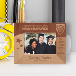 Graduation Don't ever Stop Learning Personalized Wooden Frame-5" x 3 1/2" Brown Horizontal