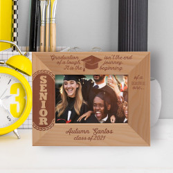 Graduation Isn't The End Of A Tough Journey Personalized Wooden Frame-5" x 3 1/2" Brown Horizontal