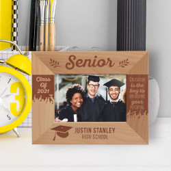 Graduation Education Is The Key To Unlocking Your Potential Personalized Wooden Frame-5" x 3 1/2" Brown Horizontal
