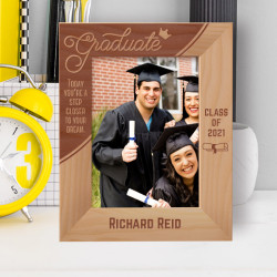 Graduation Today You're A Step Closer To Your Dream Personalized Wooden Frame 5" x 7" Brown (Vertical)