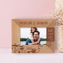 Falt In Love With Me Personalized Wooden Frame-5" x 3 1/2" Brown Horizontal