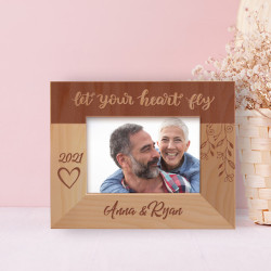 Let's Your Heart Fly Personalized Wooden Frame-5" x 3 1/2" Brown Horizontal