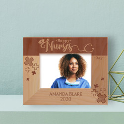 Happy Nurses Day Personalized Wooden Frame-5" x 3 1/2" Brown Horizontal