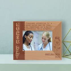 Nurse Day Personalized Wooden Frame-5" x 3 1/2" Brown Horizontal