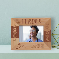 Not Every Heroes Wear Capes Personalized Wooden Frame-5" x 3 1/2" Brown Horizontal