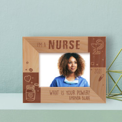 I'm A Nurse Personalized Wooden Frame-5" x 3 1/2" Brown Horizontal