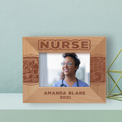 Nurse Personalized Wooden Frame-5" x 3 1/2" Brown Horizontal