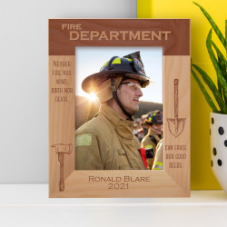 Fire Department Personalized Wooden Frame 5" x 7" Brown (Vertical)