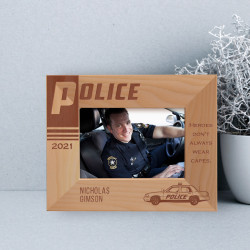 Heroes Don't Always Wear Capes Personalized Wooden Frame-5" x 3 1/2" Brown Horizontal