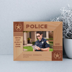 Heroes Dont Always Wear Capes Personalized Wooden Frame-5" x 3 1/2" Brown Horizontal