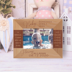 Sometimes When I Need A Miracle Personalized Wooden Frame-5" x 3 1/2" Brown Horizontal
