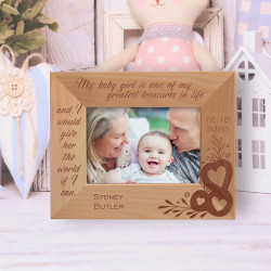 My Baby Girl Is One Of My Greatest Treasures In Life Personalized Wooden Frame-5" x 3 1/2" Brown Horizontal