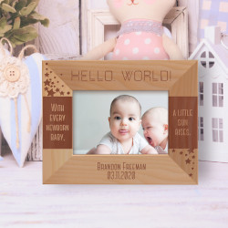 With Every Newborn Baby A Little Sun Rises Personalized Wooden Frame-5" x 3 1/2" Brown Horizontal
