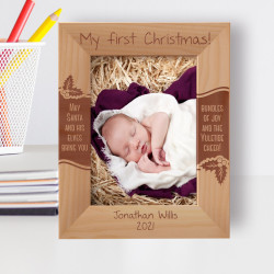 May Santa And His Elves Bring You Personalized Wooden Frame 5" x 7" Brown (Vertical)