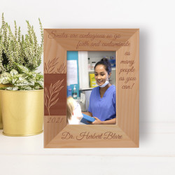 Smiles Are Contagious So Go Forth And Contaminate As Many People As You Can Personalized Wooden Frame 3" x 5" Brown (Vertical)