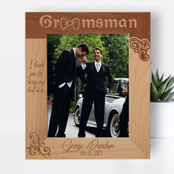 I Thank You For Being My Best Man Personalized Wooden Frame 8" x 10" Brown (Vertical)