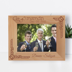 Groomsman Personalized Wooden Frame-7" x 5" Brown Horizontal