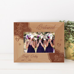 Bridesmaid Personalized Wooden Frame-5" x 3 1/2" Brown Horizontal