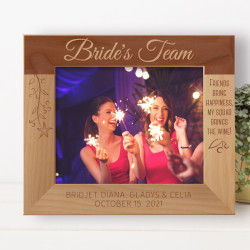 Friends Bring Happiness My Souad Brings The Wine Personalized Wooden Frame-10" x 8" Brown Horizontal