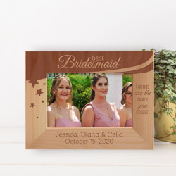 Best Bridesmaid Friends Are The Family You Choose Personalized Wooden Frame-6" x 4" Brown Horizontal