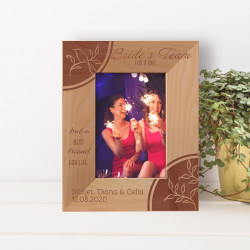 Bride's Team For A day But A Best Friend For Life Personalized Wooden Frame 3" x 5" Brown (Vertical)