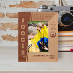 Soccer Team Is About Talent Hard Work And Strategy Personalized Wooden Frame 3" x 5" Brown (Vertical)