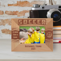 Soccer Is More Than A Game Personalized Wooden Frame-5" x 3 1/2" Brown Horizontal