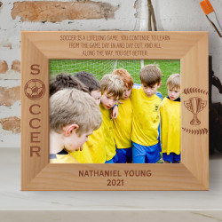 Soccer Is A Lifelong Game You Continue To Learn From The Game Day Out And All Along The Way You Get Better Personalized Wooden Frame-10" x 8" Brown Horizontal