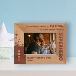 Sometimes Being A Father Is Even Better Than A Superhero Personalized Wooden Frame-5" x 3 1/2" Brown Horizontal