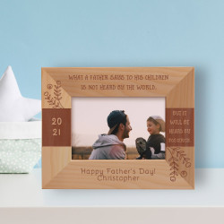 What A Father Says To His Children Is Not Heard By The World Personalized Wooden Frame-5" x 3 1/2" Brown Horizontal