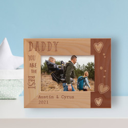 Daddy You Are The Best Personalized Wooden Frame-5" x 3 1/2" Brown Horizontal