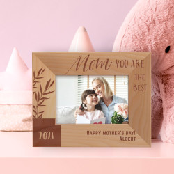 Mom You Are The Best Personalized Wooden Frame-5" x 3 1/2" Brown Horizontal