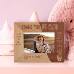 To The World, You Are A Mother, But To Your Family, You Are The World Personalized Wooden Frame-5" x 3 1/2" Brown Horizontal