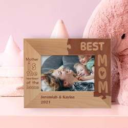 Best Mom Mother Is The Heartbeat Of The Home Personalized Wooden Frame-5" x 3 1/2" Brown Horizontal