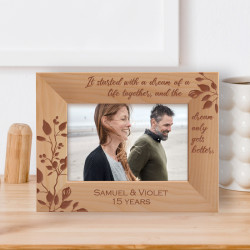 It Started With A Dream Of A Life Together And The Dream Only Gets Better Personalized Wooden Frame-6" x 4" Brown Horizontal